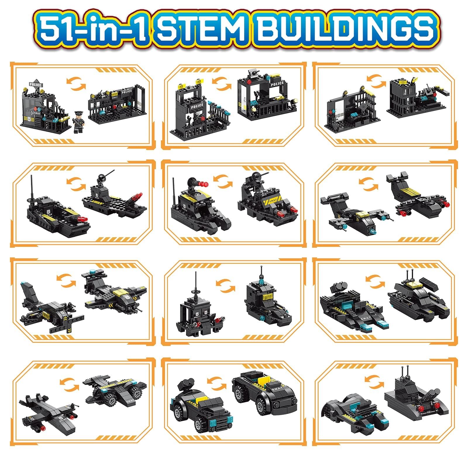 KASTWAVE 51-in-1 Robot Building Kit - STEM Engineering Projects for Boys 8-12
