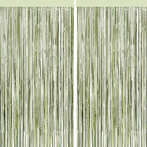 Miniatura 34 de Paquete de 2 cortinas de flecos de aluminio para autos de carreras, fondo metálico de oropel con purpurina a cuadros negros y blancos