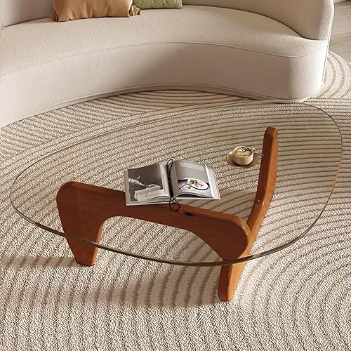 Miniatura 6 de Mesa de centro moderna de vidrio para sala de estar, mesa de centro de mediados de siglo, mesas de centro pequeñas, adecuada para dormitorio, sala