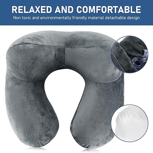 Miniatura 5 de Almohadas inflables de viaje para dormir en avión, almohada inflable para el cuello para viajar, almohadas inflables para el cuello de viaje para