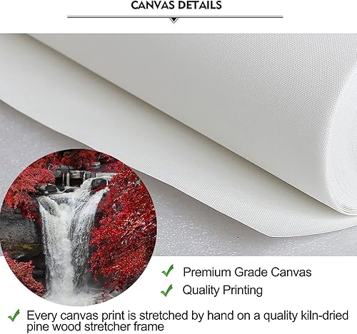 Miniatura 6 de iKNOW FOTO Lienzo decorativo de cascada roja para pared, impresiones decorativas verticales, paisaje forestal, imagen para sala de estar, cocina,