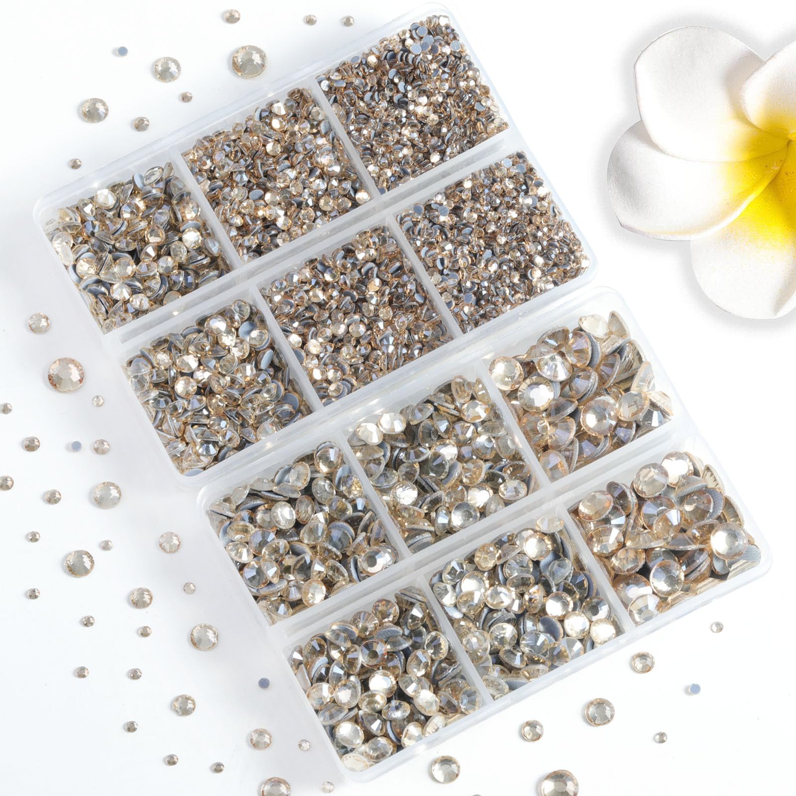 8000pcs Hotfix Rhinestones Kit - Mixed Sizes SS3 To SS12, Clear Crystal With Wax Pencil For Clothes & Crafts