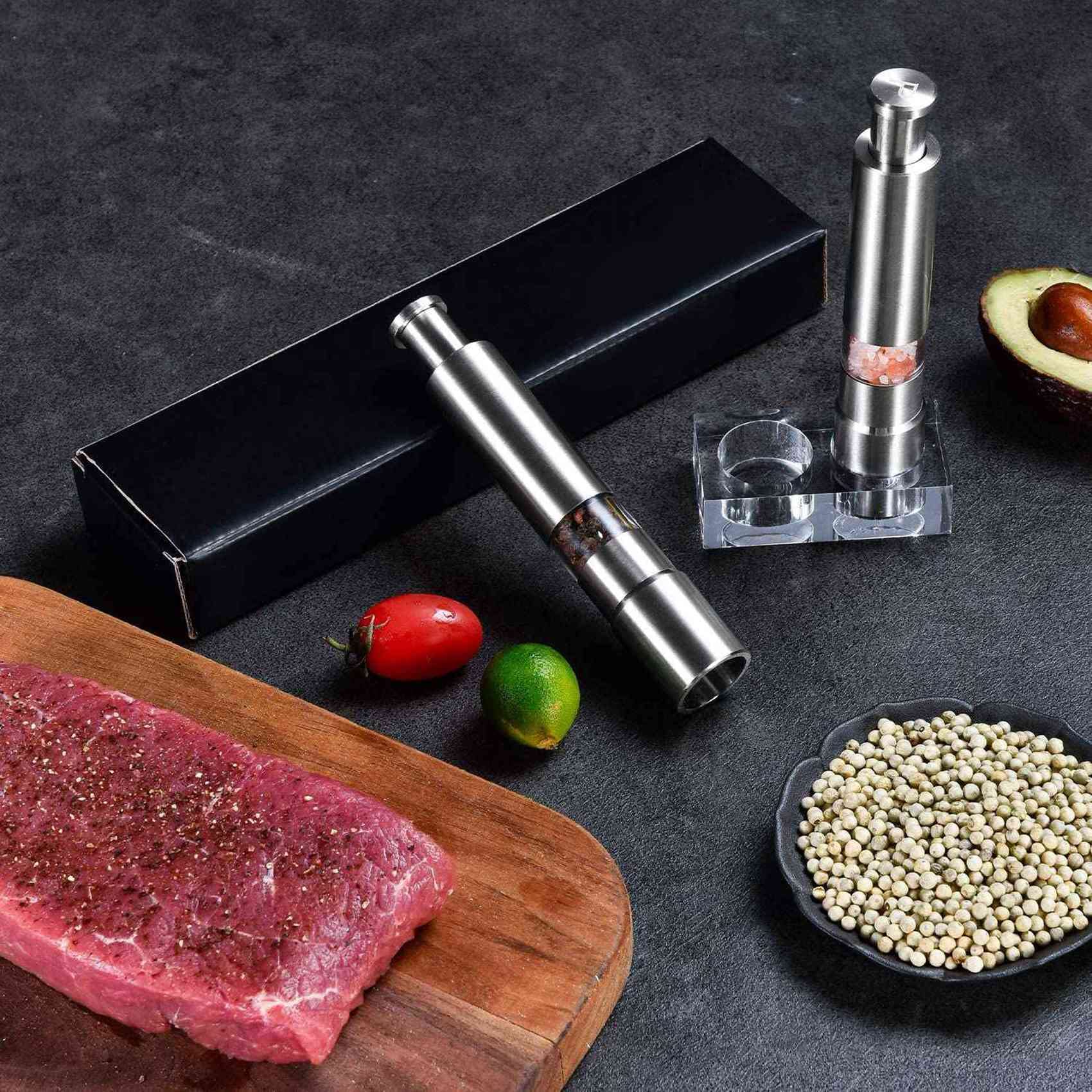 Salz und Pfeffer Set Von 10, Pfeffer Salzstreuer Aus Edelstahl Druck Knopf Manuelles Glassalz und Pfeffer Set