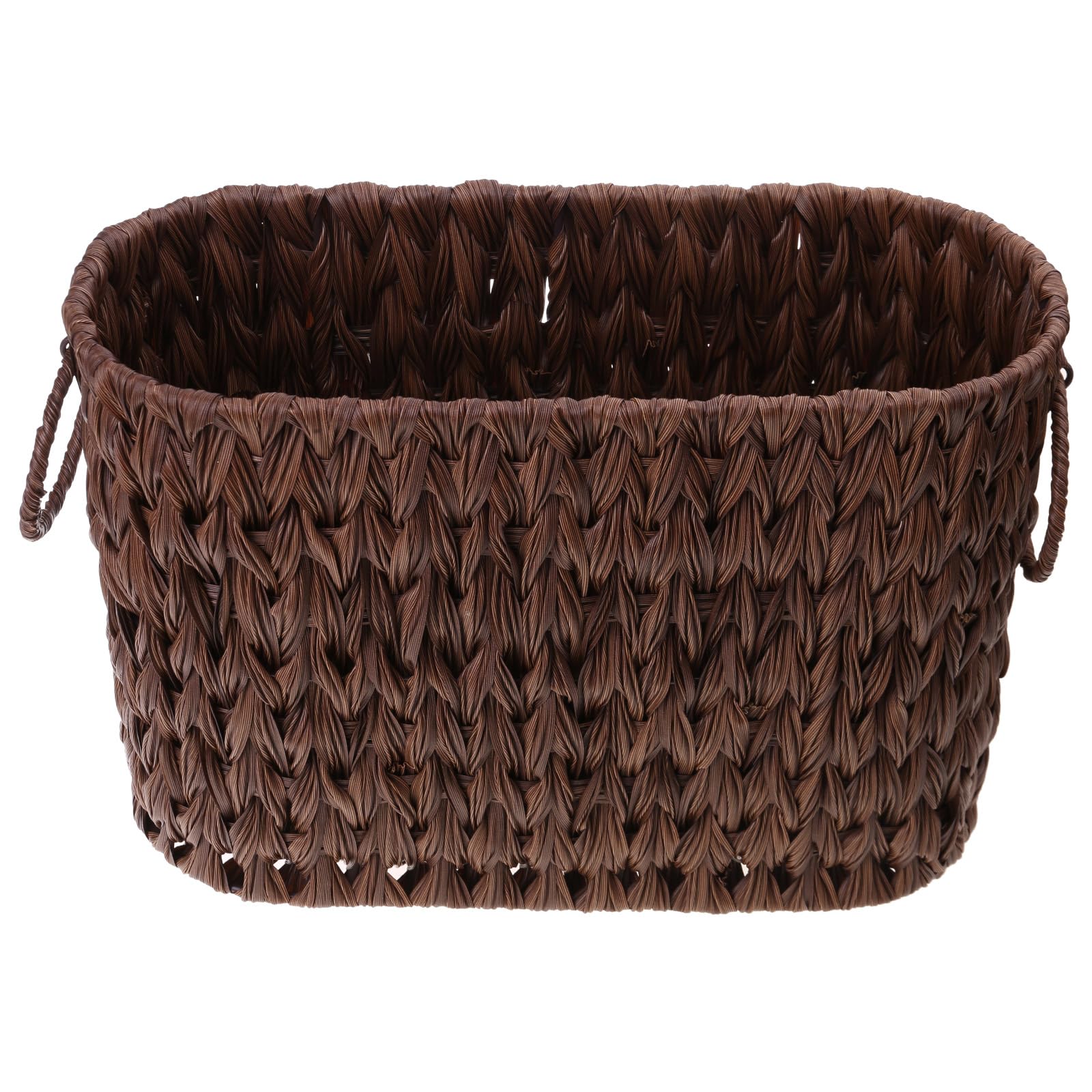 Amangul Brown Elegant Wicker Storage Basket With Lid Narrow Bathroom Organizers For 6 To 9 Rollsl Portable For Closet(Not Include Lid)