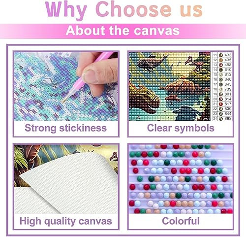 Miniatura 4 de Kits de pintura de diamantes de dinosaurio para adultos principiantes, pinturas de diamantes de bricolaje con diamantes, arte de gemas para