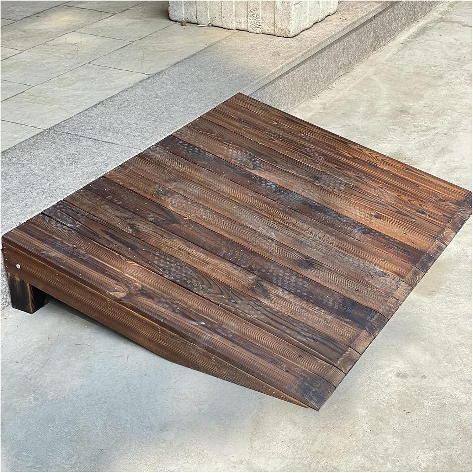 Rampa de umbral, rampa de umbral marrón de madera de 3.9 pulgadas, 4.7 pulgadas, 5.9 pulgadas, 7.8 pulgadas, pendiente de puerta delantera, rampa de bordillo para sillas de ruedas, scooters de