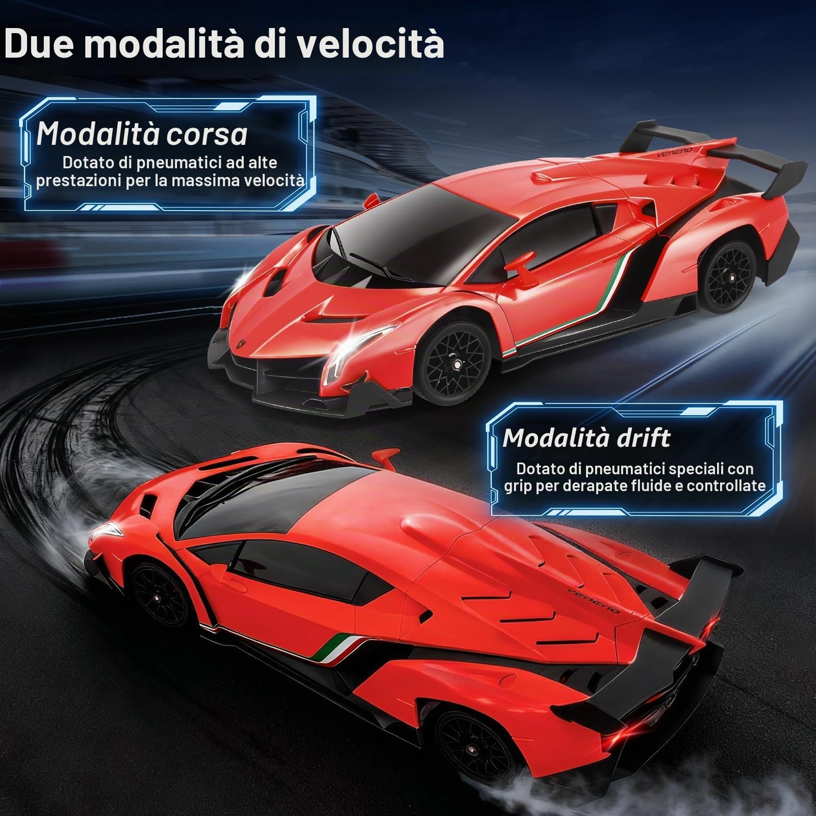 Lamborghi-ni, Scala 1:18, 4 ruote motrici, 35 km/h, con acceleratore proporzionale, illuminazione a LED, per bambini 6-12 anni