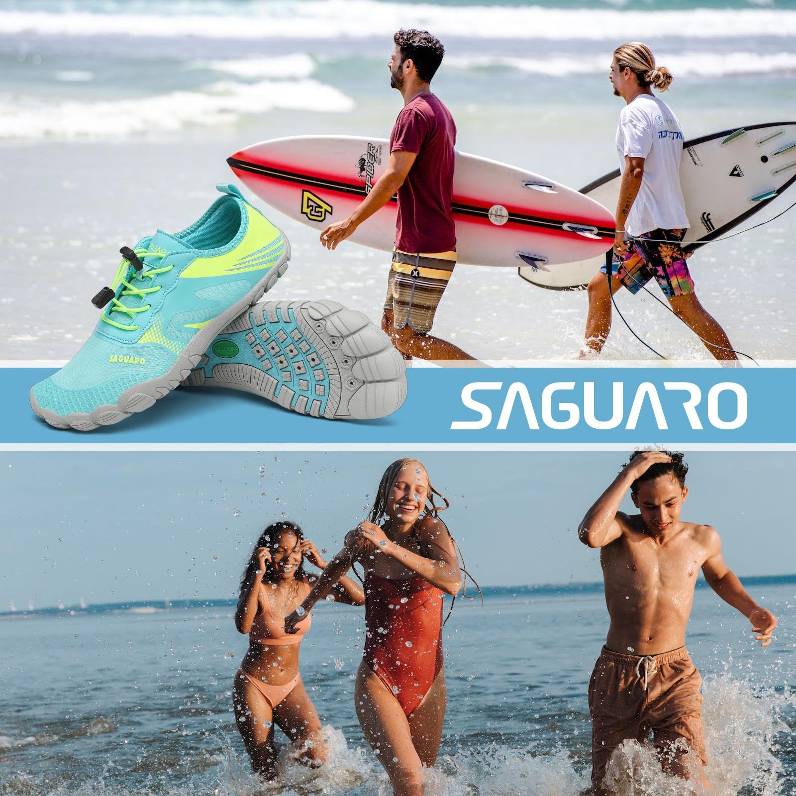 SAGUARO Mujer Zapatos de Agua para Hombre Surf Escarpines Playa Natación Respirable Antideslizante Playa Natación Aire Libre 35-46