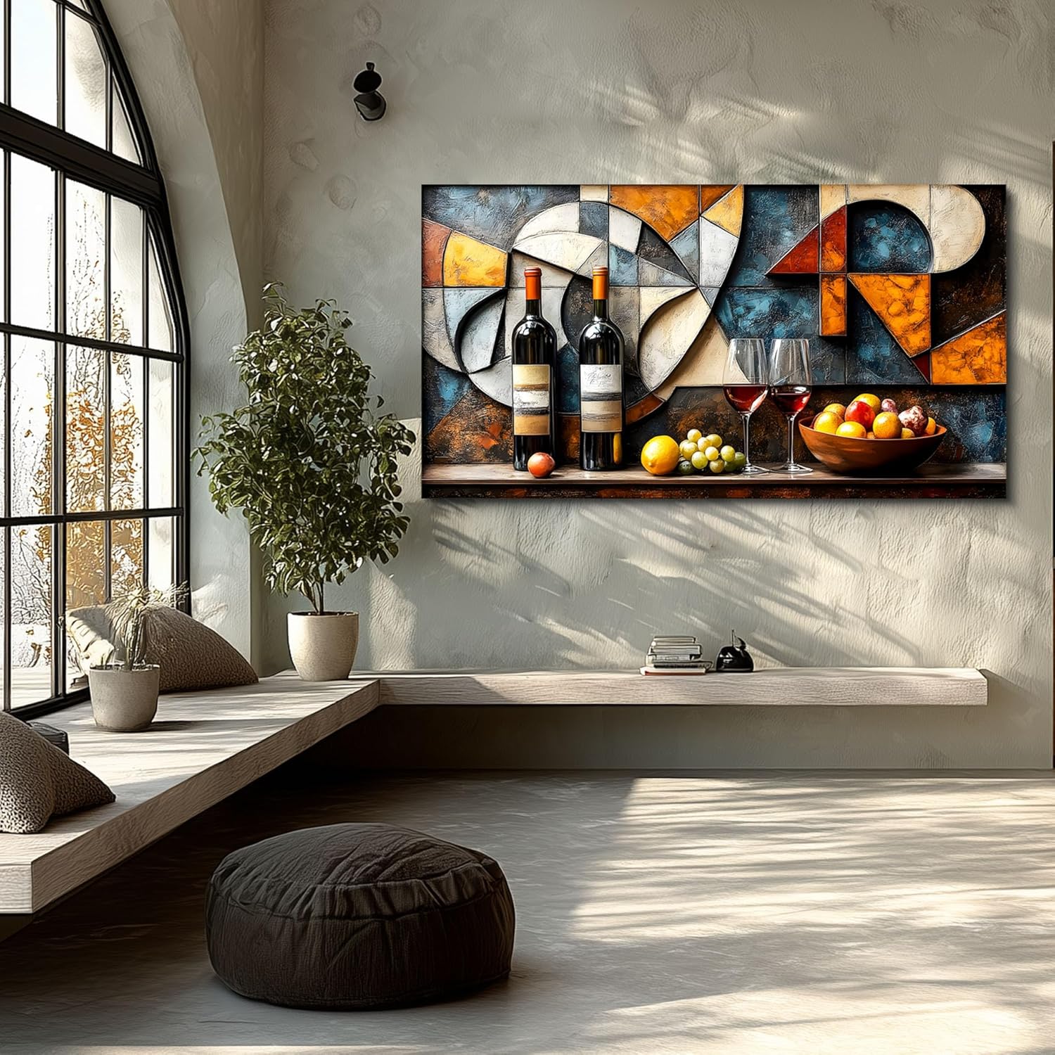 WLWBINTING Wall Art For Kitchen Large Abstract Wall Decor Still Life Wall Art For Dining Room Decorations Vintage Picture Artwork Wine Glass Painting Pub Living Room Mural Posters Home Decor 24"X48"