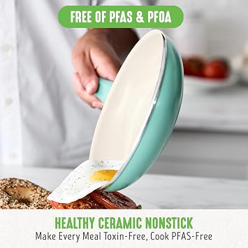 GreenLife Soft Grip 23 Piece Kitchen Cookware Pots and Frying Saucepans Set, Healthy Ceramic Nonstick PFAS and PFOA-Free, Dishwasher and Oven Safe, Even Heating, Easy Clean, Warp Control, Turquoise