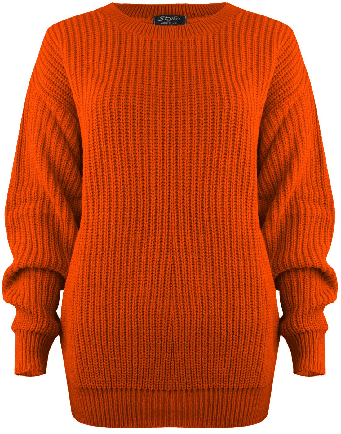Wearall Women's Orange Cozy Oversized Chunky Knit Sweater Pull On Style New Chunky Baggy Jumper Knitted Sweater Thick Top Size 20-22