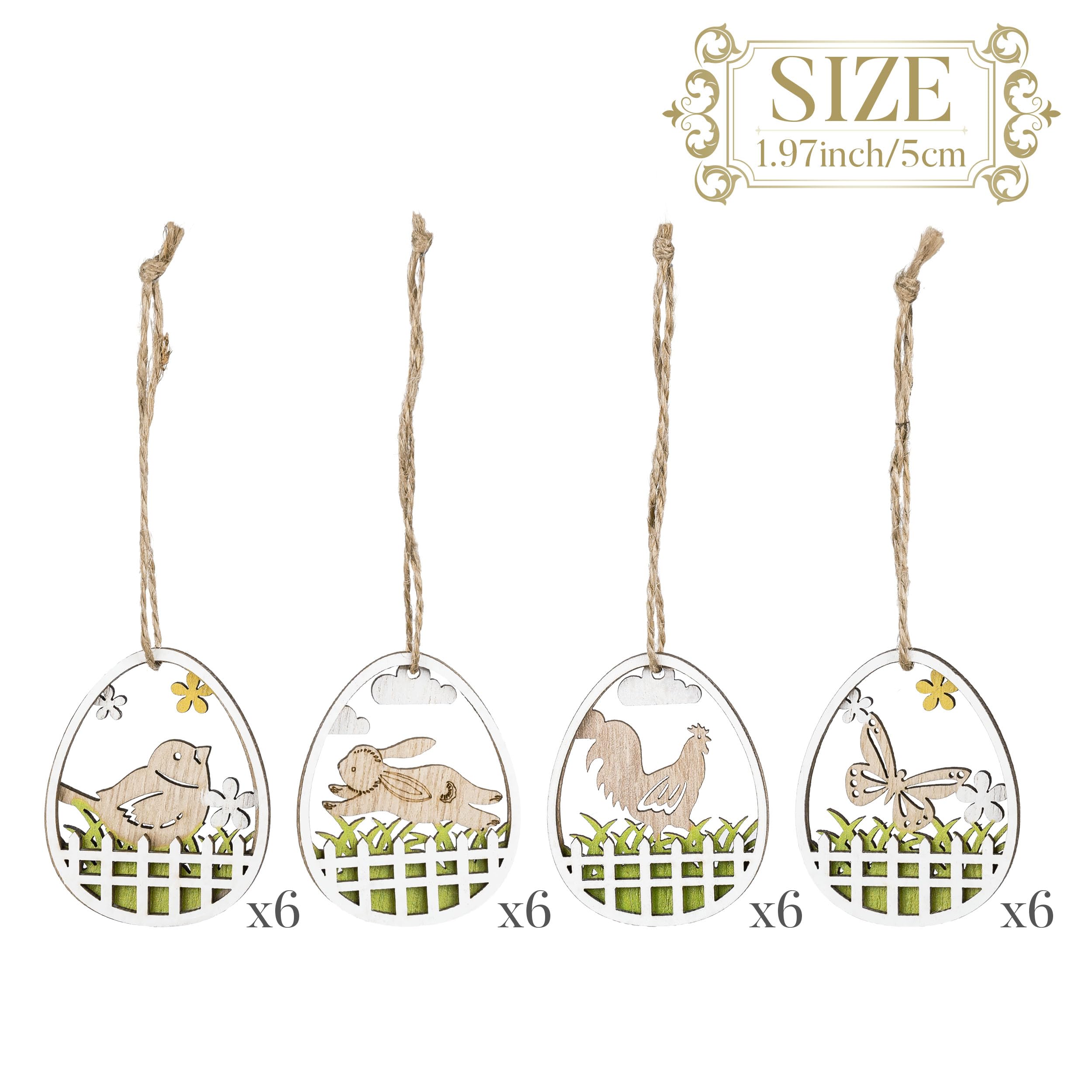 Valery Madelyn 24 stuks paasdecoraties, lentedecoratie, houten hangende boomornamenten, uil, vlinder, vogel en huis hangers voor Pasen woondecoratie, cadeau met houten doos, 5,5 cm Valery Madelyn 24 stuks paasdecoraties, lentedecoratie, houten hangende boomornamenten, uil, vlinder, vogel en huis hangers voor Pasen woondecoratie, cadeau met houten doos, 5,5 cm
