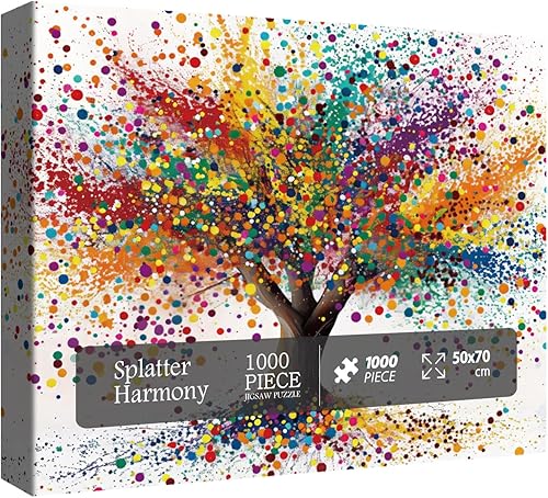 Miniatura 2 de Colorido árbol de la vida rompecabezas para adultos de 1000 piezas, rompecabezas de árbol degradado arco iris, rompecabezas de arte abstracto para