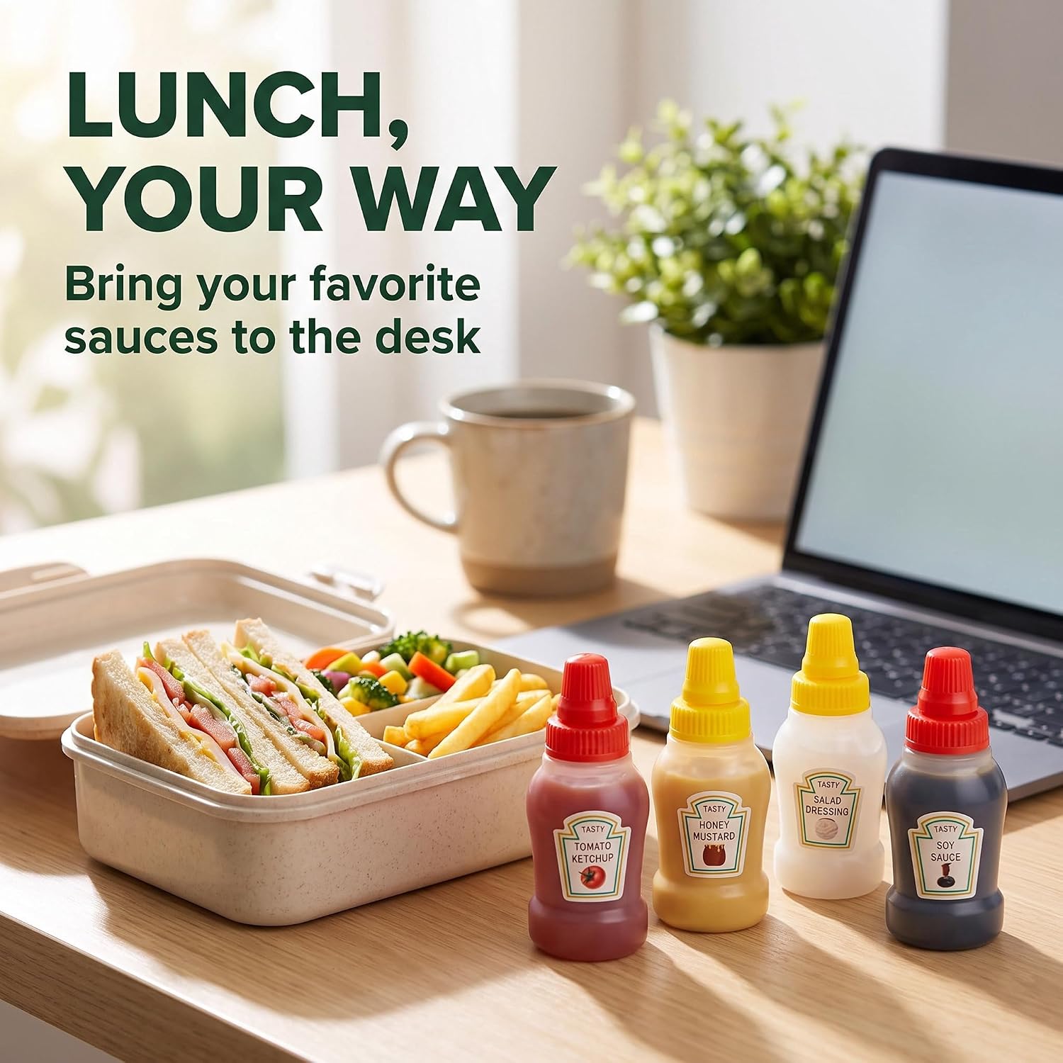 4 Pcs Mini Ketchup Bottles 25ml Mini Condiment Squeeze Bottles for Bento Box Accessories, Portable Honey Sauce Salad Dressing Dispensers Jars Containers for Kids Adults Lunch Box