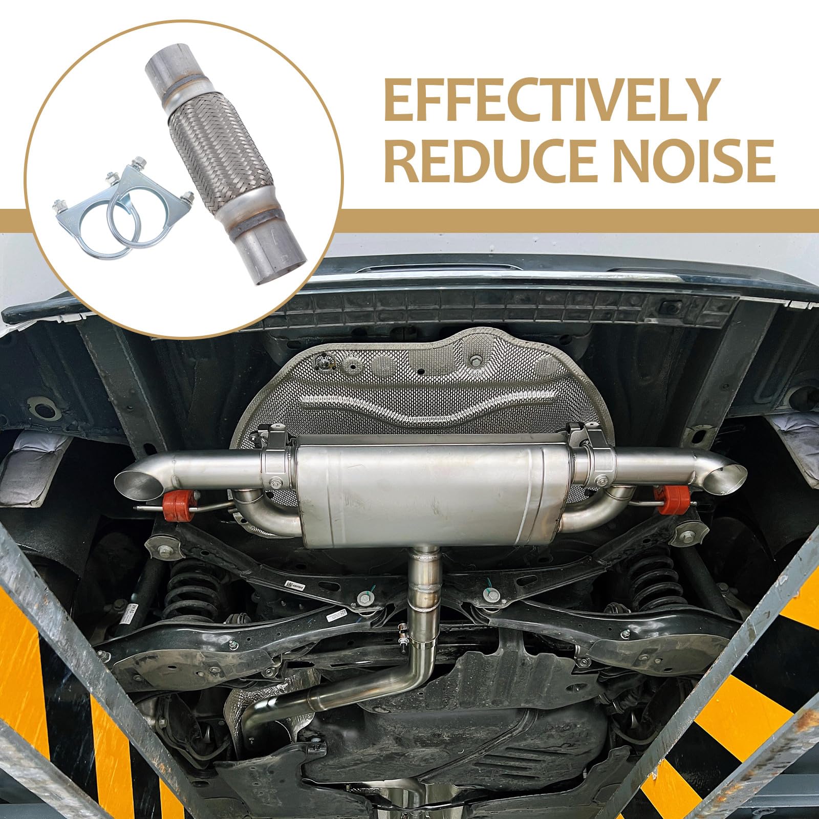 PLAFOPE Flexibles Abgasrohr aus Edelstahl 201 Auspuff Flexrohr mit Geräuschreduzierung und Vibrationsdämpfender Funktion für Autoreparatur