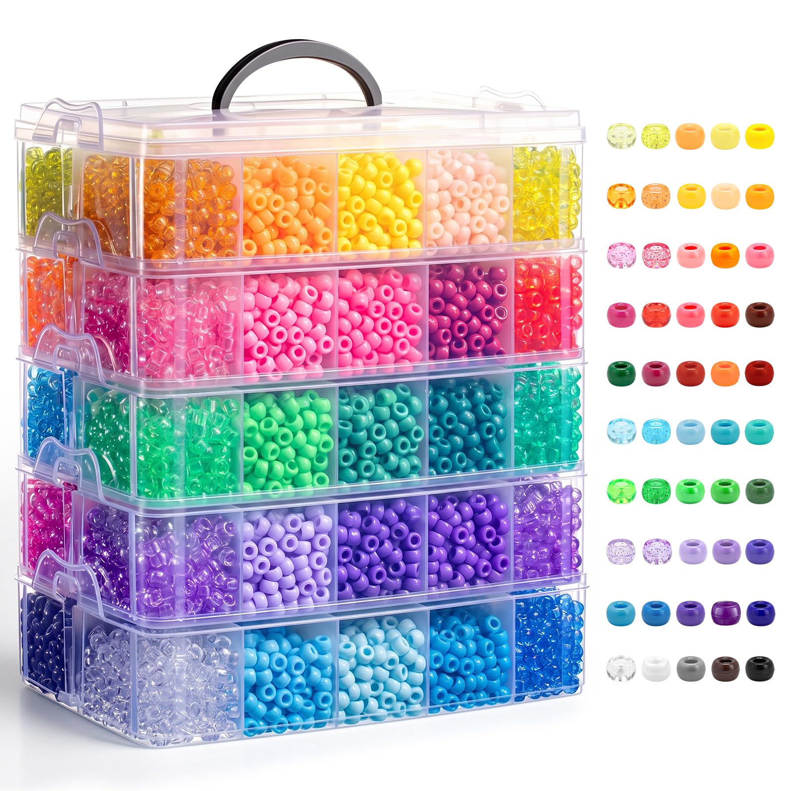 Simetufy 14000Pcs Pony Beads Bulk 50 Colors