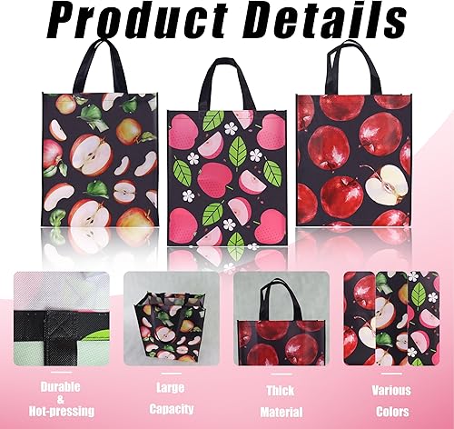 Miniatura 4 de CHENGBAI TOTE Paquete de 6 bolsas de comestibles reutilizables, bolsa de compras grande y resistente con asas resistentes, bolsa portátil multiusos