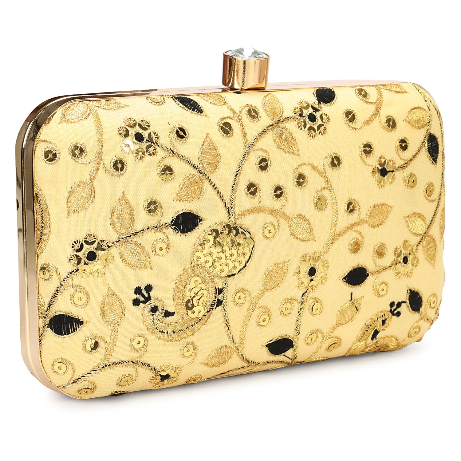 LONGING TO BUY Hand Crafted Designer Box Clutch - Zari Embroidery For Women