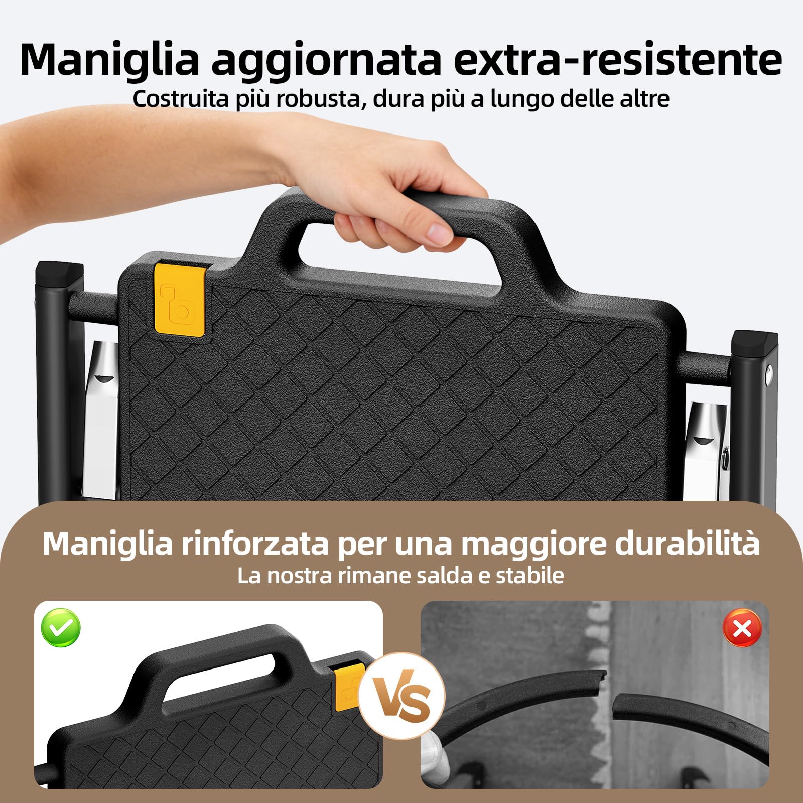 Urackify Scaletta 2 Gradini, Scalino Pieghevole con Pulsante di Sblocco | Sgabello con Pedana Antiscivolo, Leggero in Acciaio per Casa, Cucina, Camper, Roulotte, Portata fino a 150 kg, Nero