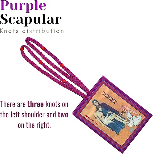 Miniatura 3 de Tierra Espirituosa Escapulario Púrpura Católica Marie Julie Jahenny de Bendición y Protección Cruz del Perdón y Medalla de Nuestra Madre de Buena