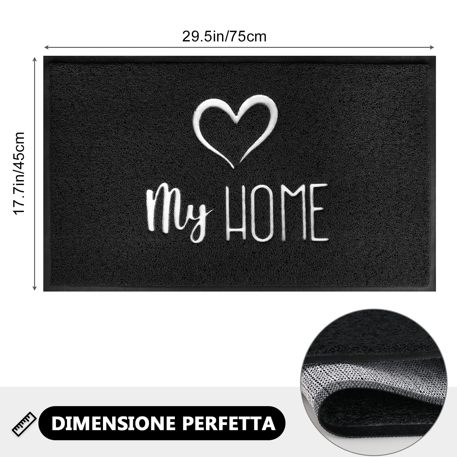 Miorkly Zerbino Ingresso Esterno 75x46cm, Tappeto Ingresso Interno, In PVC Zerbino Personalizzato, Antiscivolo Zerbino Esterno, Lavabile Zerbino Ingresso Interno, Ingresso/Esterno/Zerbini Marrone