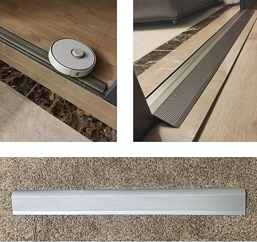 Miniatura 7 de Tira de transición de piso de rampa de 4 pulgadas, borde de puerta negro para tira de transición de alfombra a azulejos, reductor de umbral para