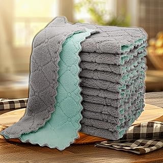 5 peças de panos de limpeza de microfibra, toalhas de secagem de louça de dupla face, panos de limpeza doméstica reutilizá...