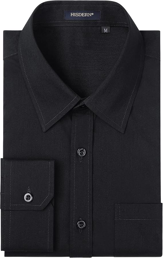 GLESTORE Camicia Uomo Maniche Lunghe - Casual Con Tasca, Tessuto 100% Poliestere Antipiega, Taglio Regolare - 2