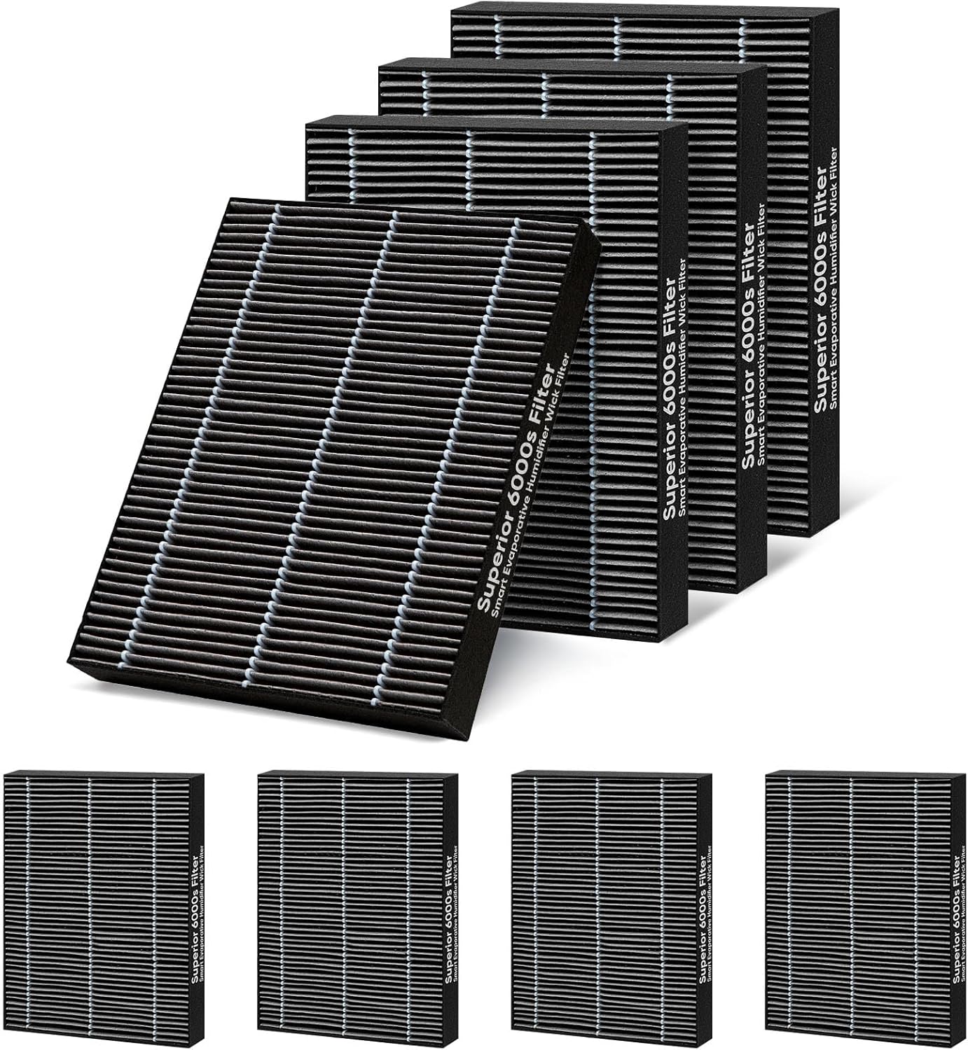 8 Pack 6000S Wick Filters Compatible with LEVOIT Superior 6000S Smart Evaporative Humidifier,Effectively Capture Large Particles and Minerals,Gray