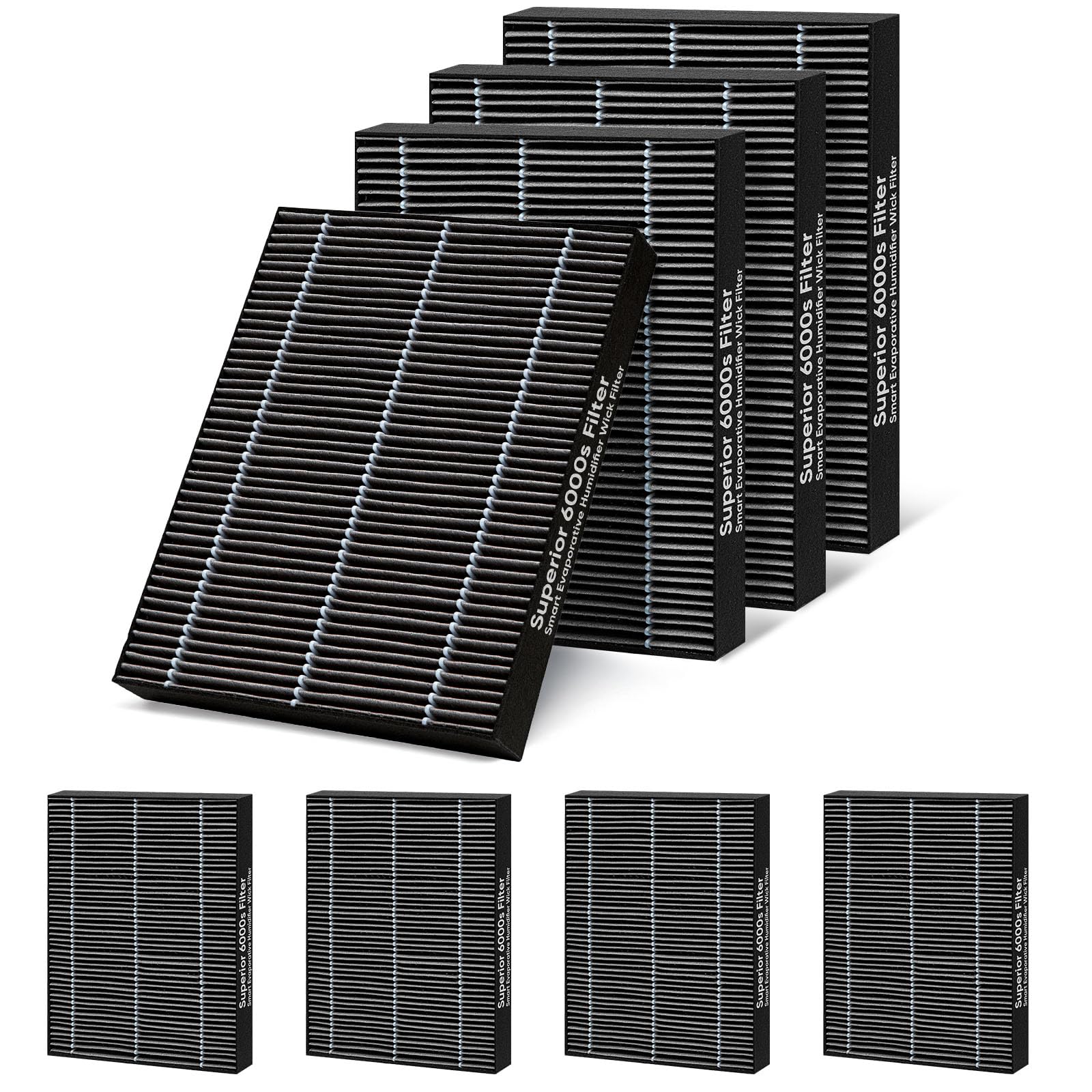 8 Pack 6000S Wick Filters Compatible with LEVOIT Superior 6000S Smart Evaporative Humidifier,Effectively Capture Large Particles and Minerals,Gray