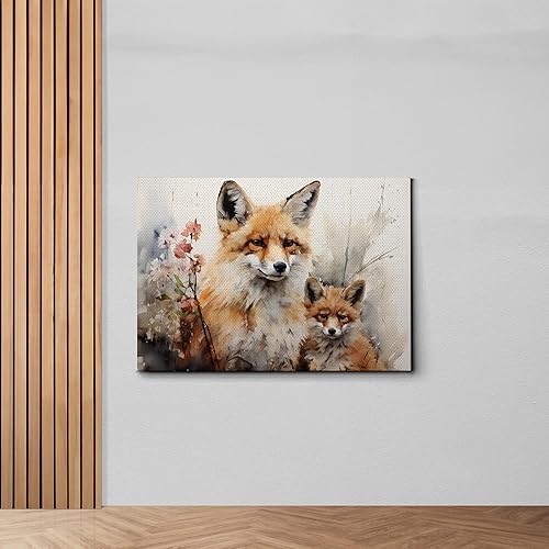 Miniatura 6 de Fox Mother Cub Print, In The Style Of Stencil,Based, Kids Wall Art, Kids Wall Art Display, Mom And Baby Animal Art Print, Canvas Prints, Home Decor