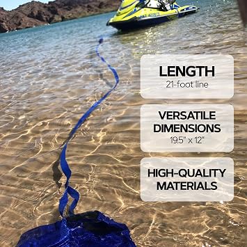 Jettribe Compact Jet Ski Anchor Bag - Included Floating Anchor Line for Easy Deployment & Retrieval - Securely Holds 30lbs of Sand or Rocks - Portable PWC Race Accessories for Ultimate Stability