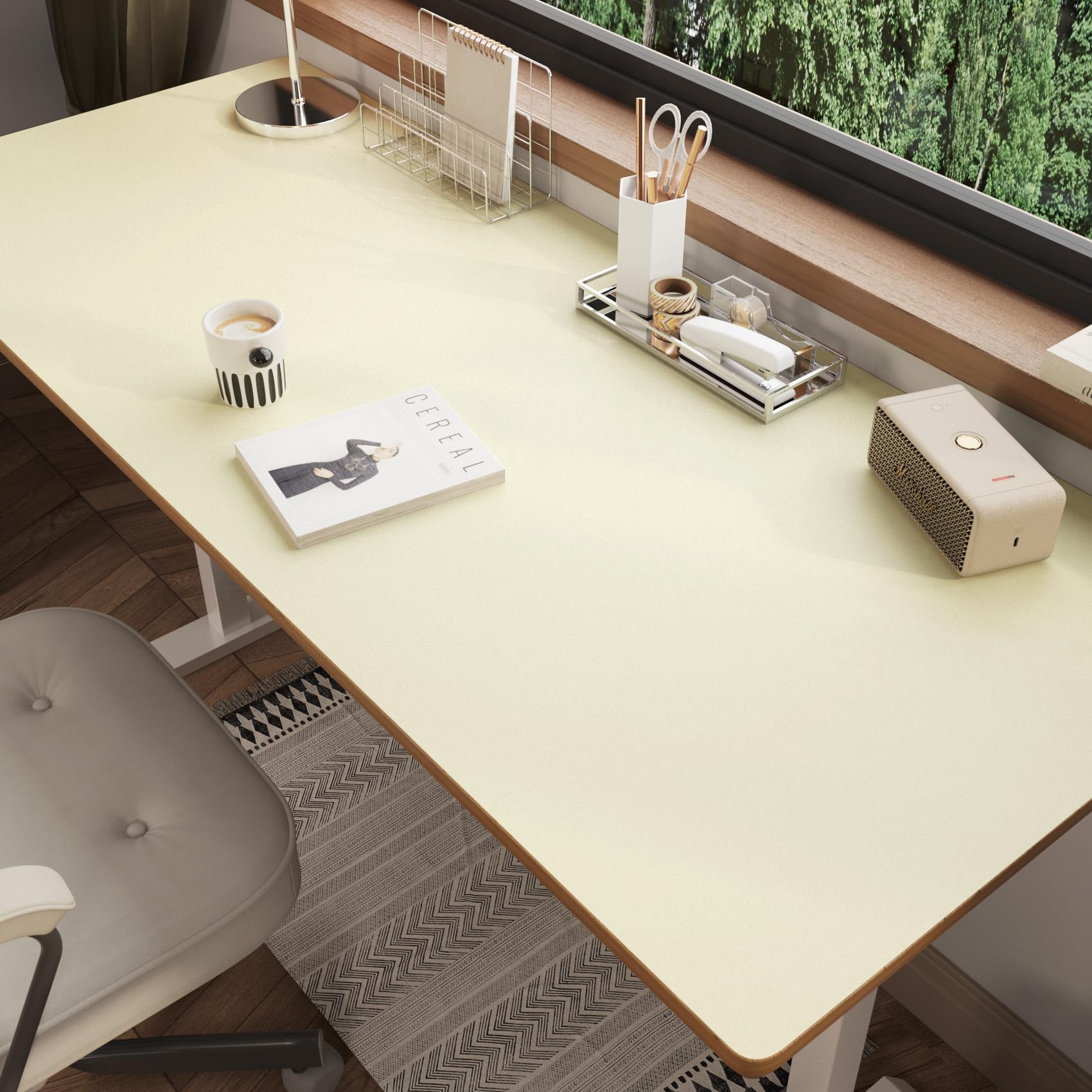 ReWallpaper Cream Beige Wallpaper Sticky Back Plastic Roll for Furniture Peel and Stick Wallpaper Bedroom Beige Plain Vinyl Wrap for Kitchen Cupboards Matt Waterproof Contact Paper 40cm×3m - Image 3
