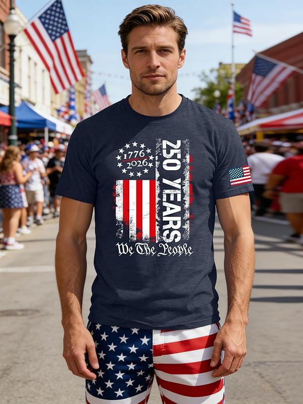 PECHAR 250th Anniversary USA Shirts for Men 4th of July Shirts USA Patriotic Shirts American Flag T-Shirts Tops by PECHAR - Used condition - Image 4