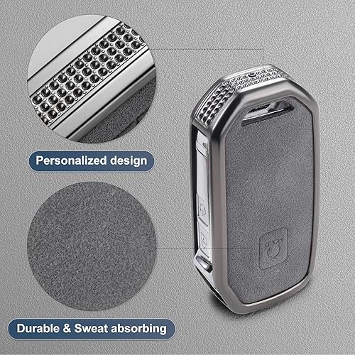 Miniatura 4 de YO&YOYE Compatible con funda para llavero Kia con llavero, Model2-gris