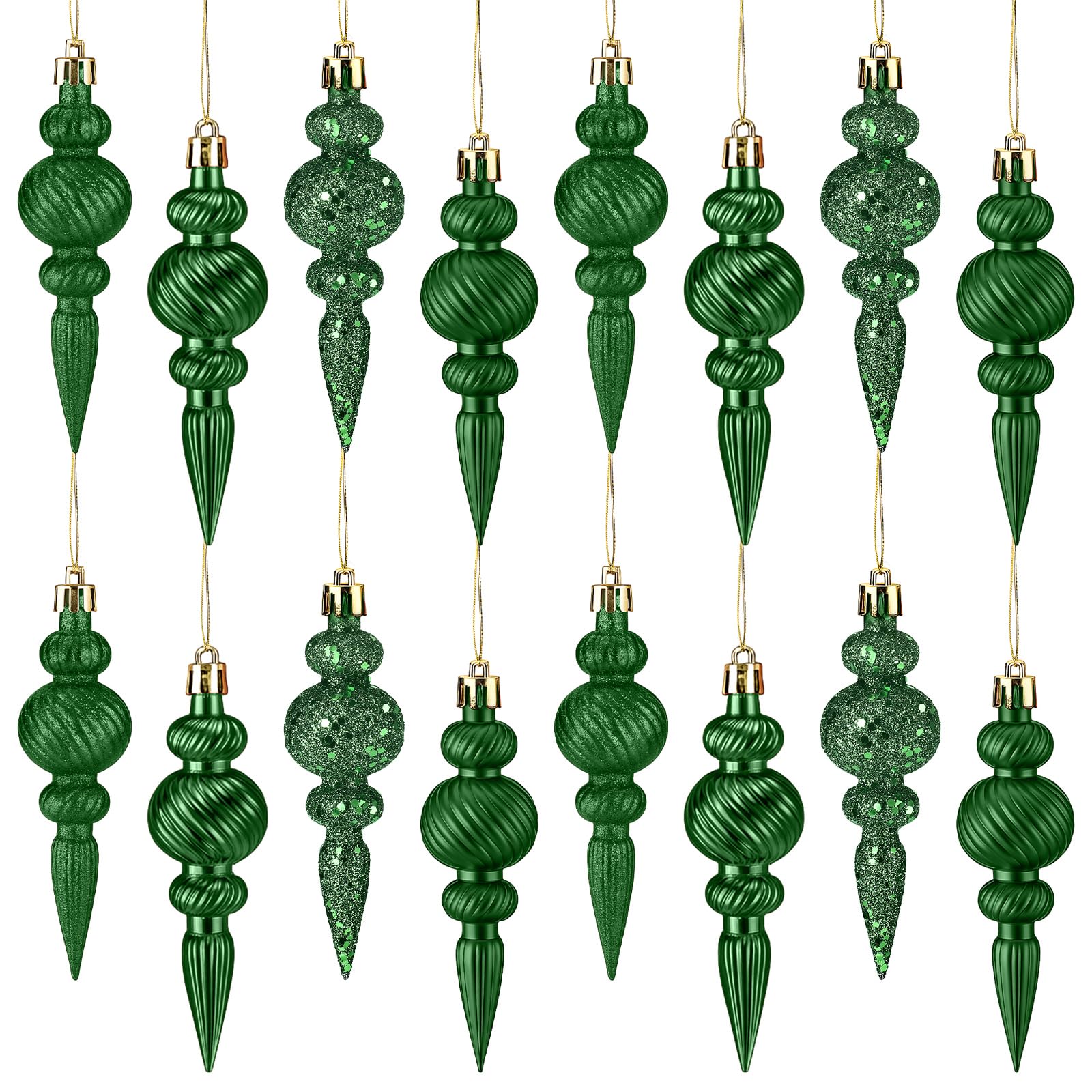 Embouts de Noël sapin fournitures fêtes hiver plastique incassable paillettes 16x