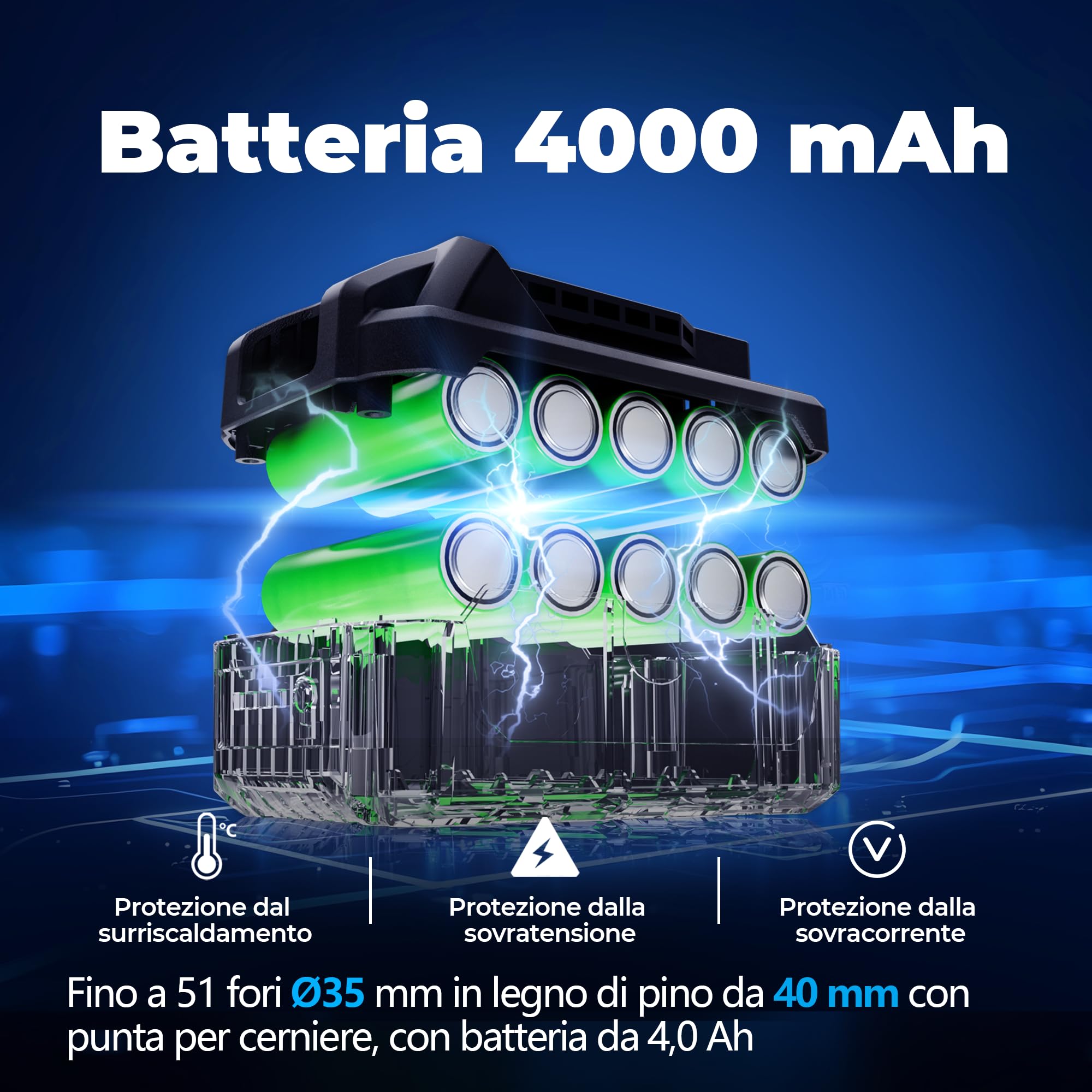 Dong Cheng Trapano a Percussione a Batteria 20V Brushless 160 Nm, Trapano Avvitatore Batteria, 1x4,0 Ah, 3 Modalità-Foratura, Avvitatura, Percussione, Mandrino 13mm, 19+2 Coppie, 2 Velocità
