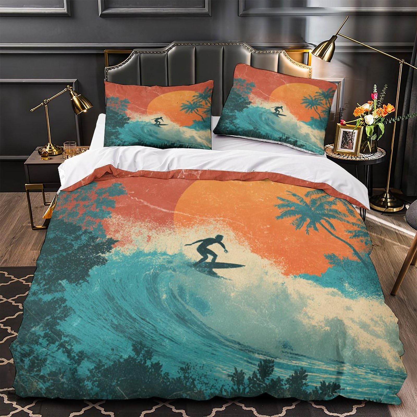 Housse de Couette Coucher de Soleil 3D Lit 260x220cm pour Chambre Parentale Évasion