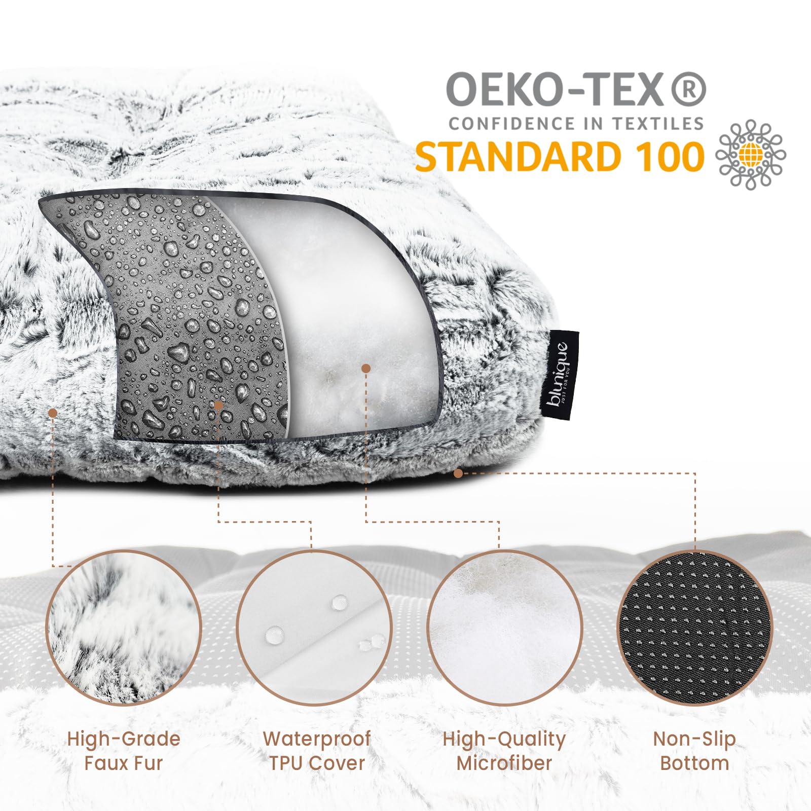 Blunique Deluxe Crate Bed for Medium Size Dogs, Washable Plush Pad for Cages, Thickness Upgrade Kennel Pad, Fluffy Pet Sleeping Mat, 36 x 24 x 3.5 inch, Grey