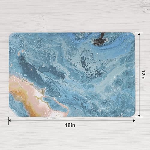 Miniatura 2 de QIYI Juego de 6 manteles individuales de piel sintética de 12 x 18 pulgadas para cocina y comedor, resistentes al calor, antideslizantes, color oro