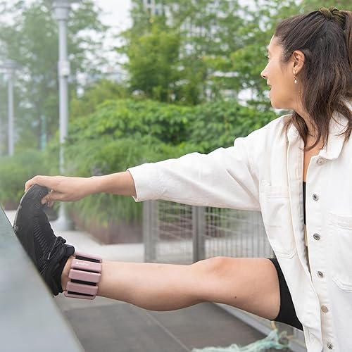 Miniatura 8 de Wellrox Brazaletes con peso, pesas ajustables para tobillo y muñeca para mujeres y hombres, juego de pesas de tobillo de 2 libras (1 libra cada