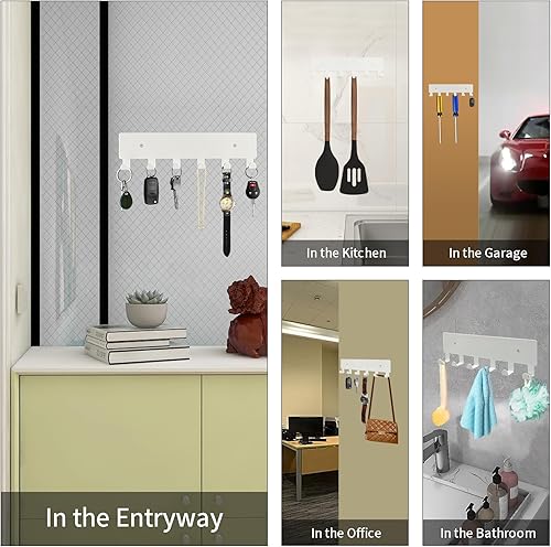 Miniatura 6 de GTK Soporte para llaves de pared, ganchos para llaves con 6 ganchos, soporte para llaves montado en la pared para pasillo, soporte para llaves