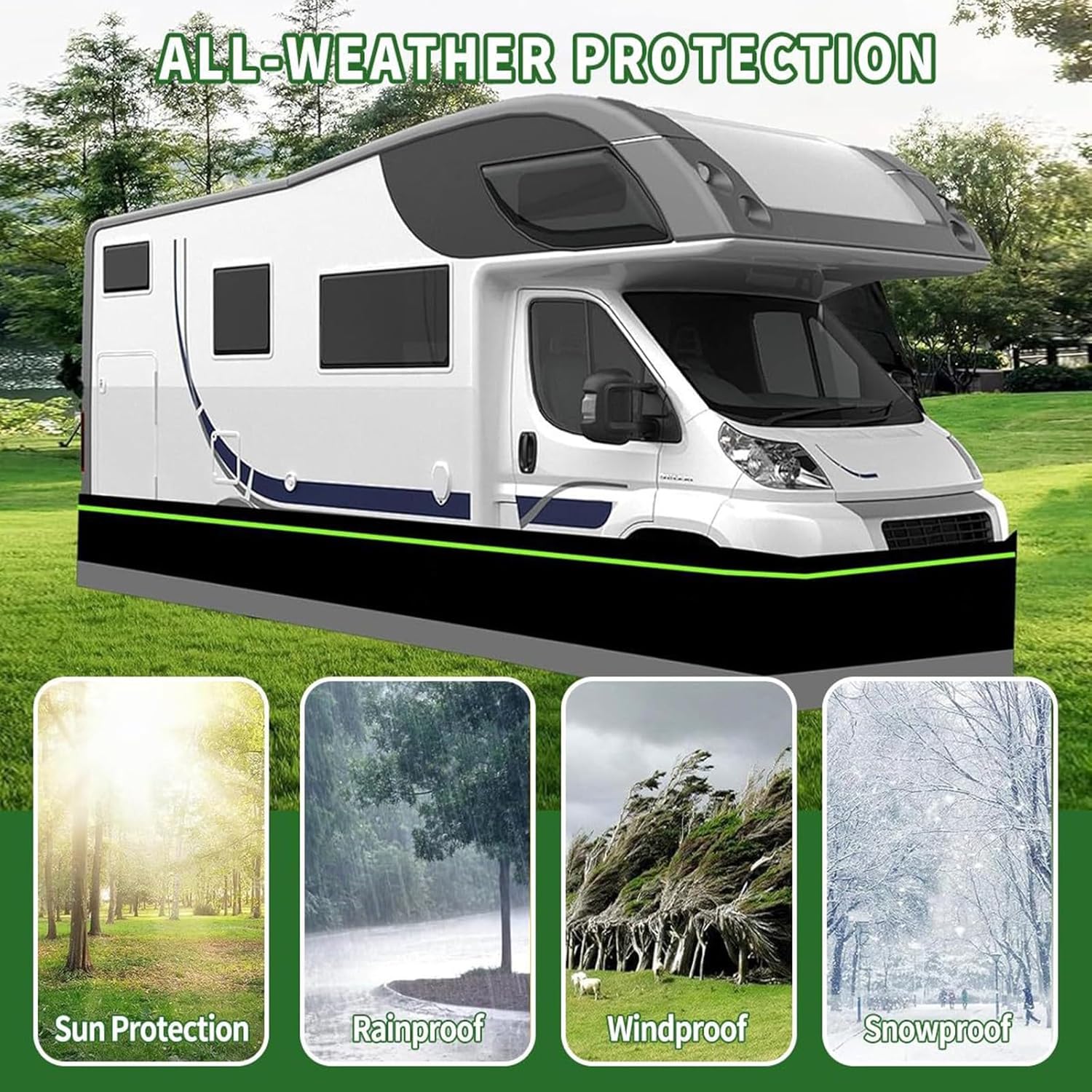 2.62*52.5ft Rv Skirting For Winter, Easy-Fence Rv Skirting For Travel Trailer Motorhomes,Skirting For Rv With Lock Bottom Iron Mesh,Camper Skirting With Reflective Strip Outdoor Parking (52.5ft/16m)