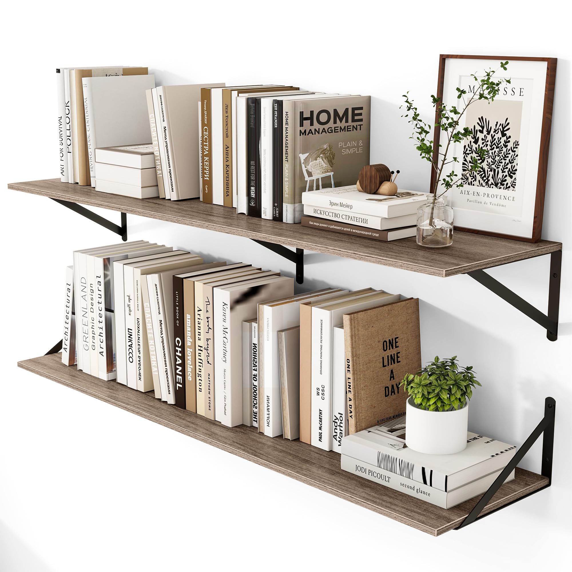 Heimlove Black Floating Shelves - Set of 2 -23