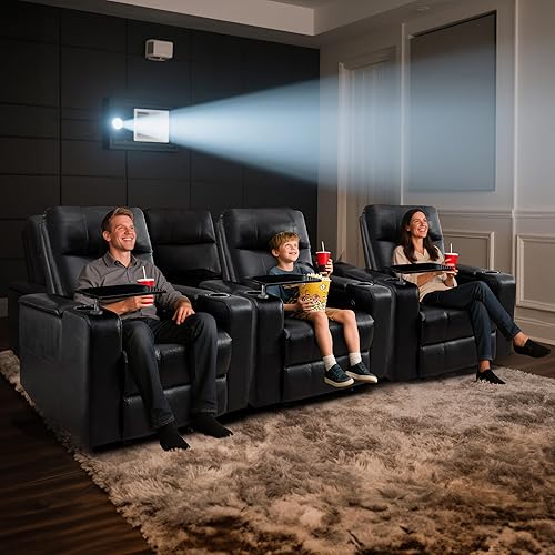 Miniatura 9 de ANJ Red Power - Silla reclinable eléctrica para cine en casa silla de cine de piel suave para sala de estar sofá reclinable individual con