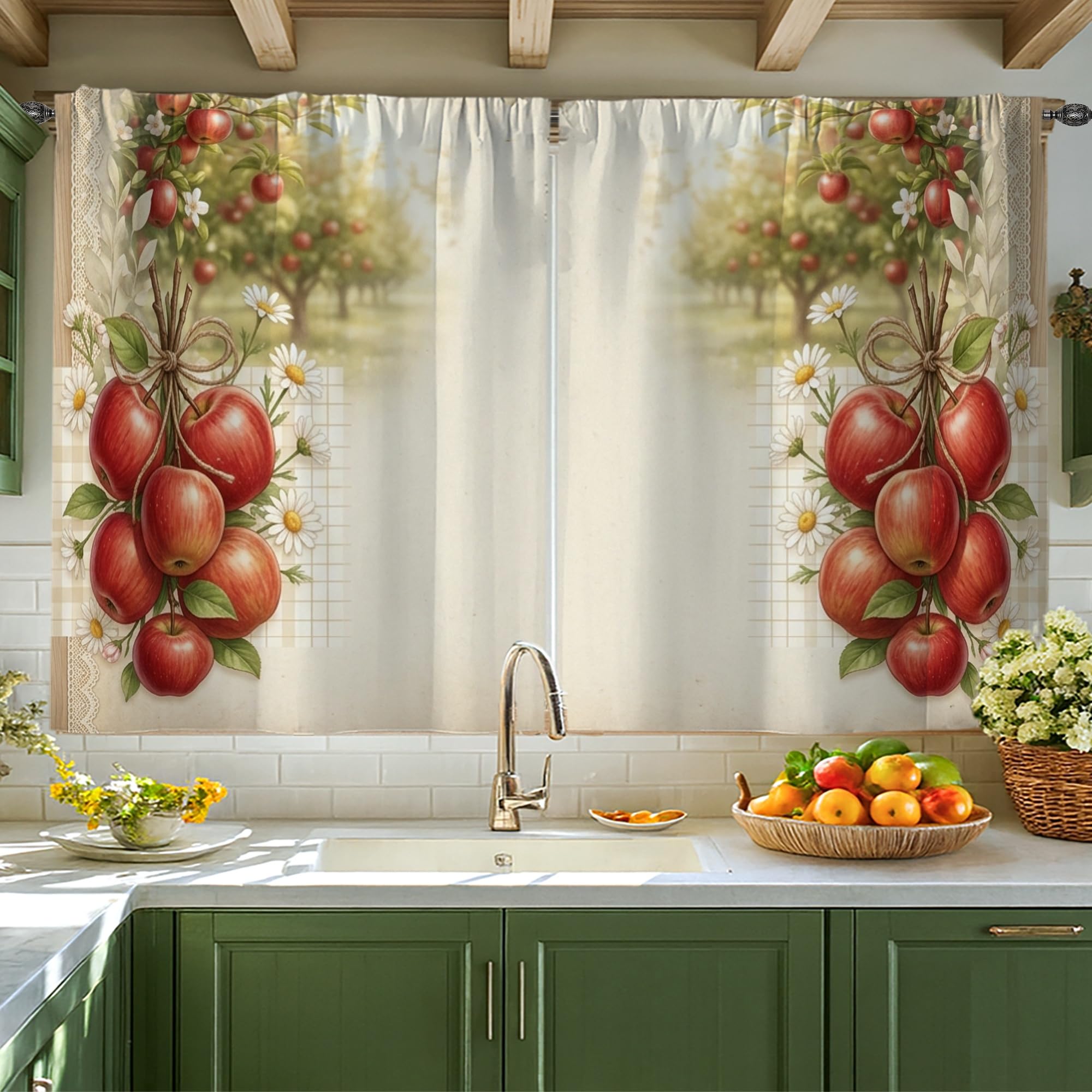 Rideaux rustiques pour couloir et petite fenêtre de cuisine 106x114cm