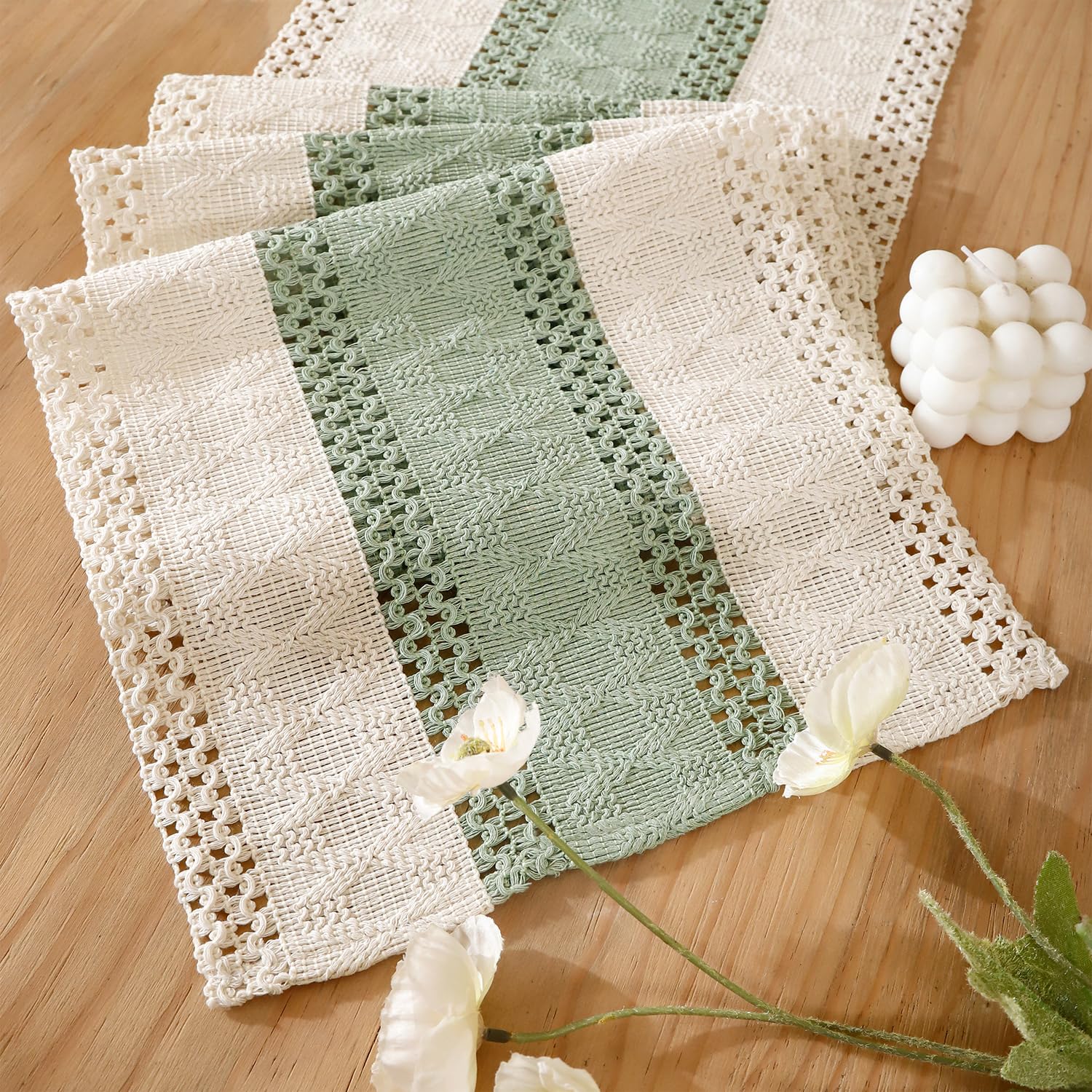 Runner Da Tavolo Colorato Con Nappe Runner Da Tavolo Boho Macramè Runner Tavolo Con Giunture In Tela Bohémien Cotone Intrecciato Mano, Runner Da Tavolo Rustico Stile Rustico ( Color