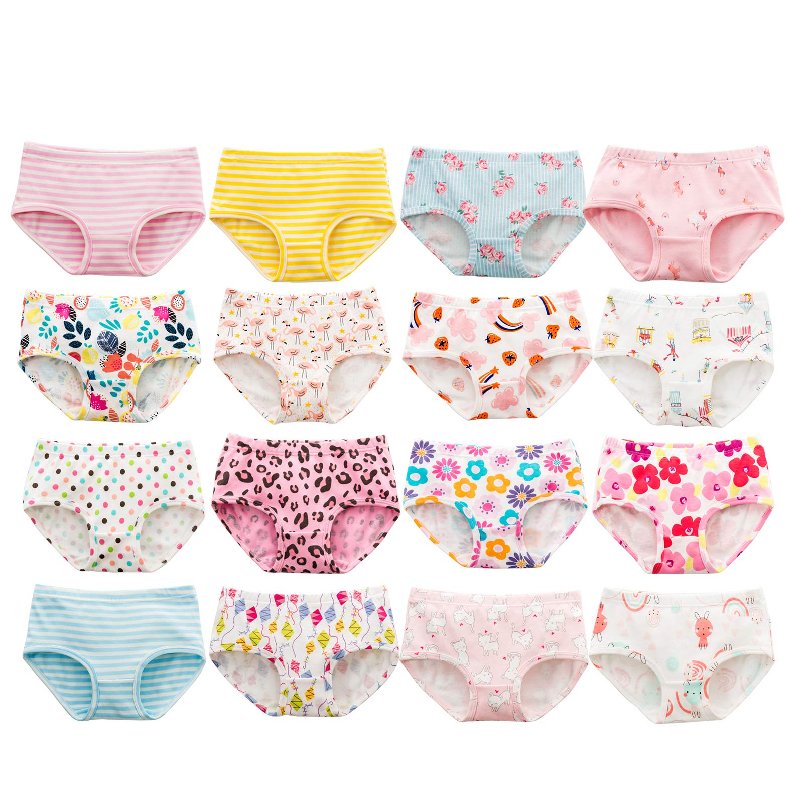 Allmeingeld Girls' Princess Knickers Pattern Boyshort Cotton Underwear Multi Pack for 1-13 Years