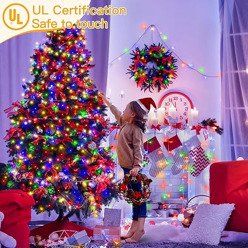 Miniatura 6 de Ollny Luces de Navidad impermeables para exteriores, 1000 LED, 328 pies, tira de luces súper largas con control remoto de 3 temporizadores, enchufe