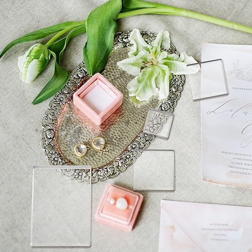 Vista 6 de Amyhill Juego de 6 bloques acrílicos para boda, planos, accesorios de acrílico para fotografía, juego de bloques de exhibición de sellos